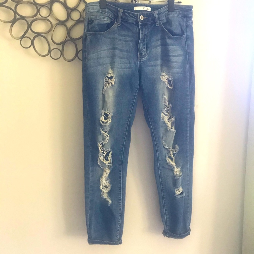 RanCan Los Angeles Capri Distressed Denim Jeans